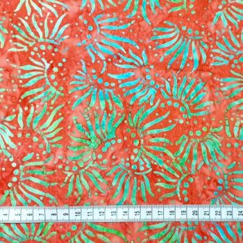 Preview: ORANGE TURQUOISE - Carmine - Batikstoff aus Indonesien
